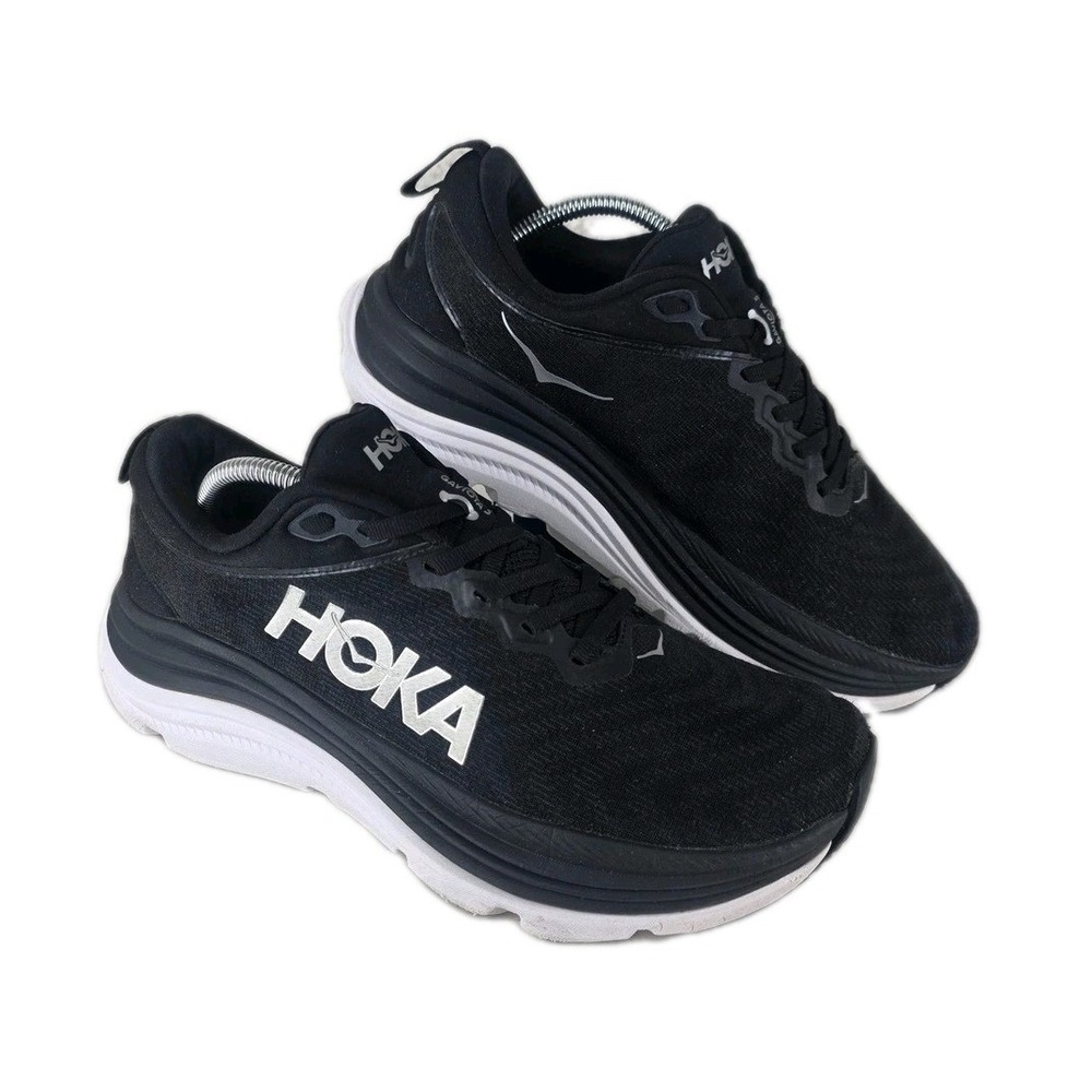 Hoka Gaviota 5 Womens 10 B Black White Stability Running Shoes Gym Performance